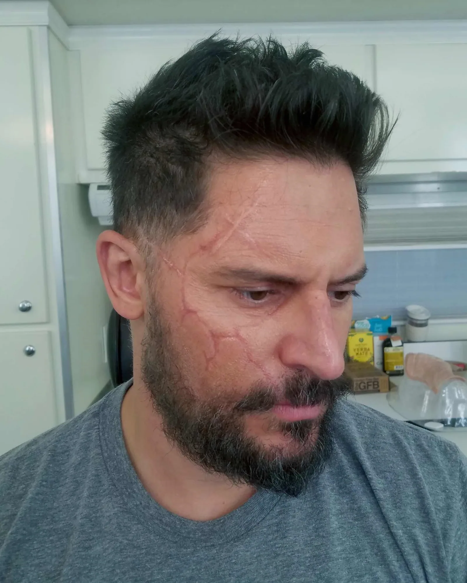 Scar Makeup on Joe Manginello for RAMPAGE